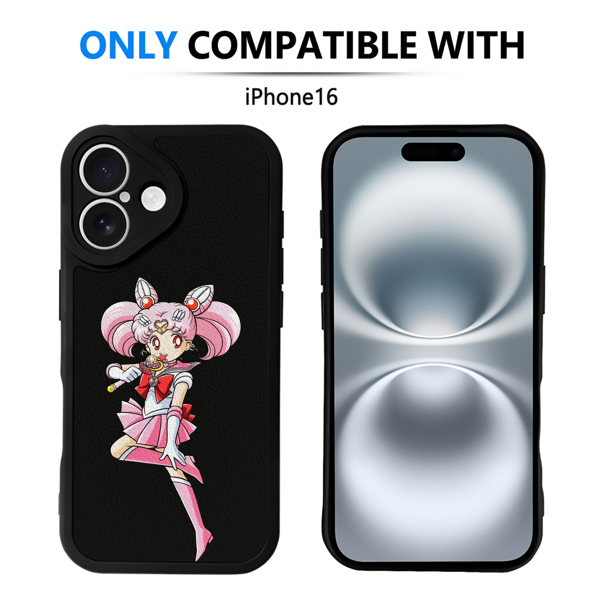 （画像用） 美少女戦士セーラームーン ちびうさ Sailor Moon Chibiusa Tsukino Usagi Small Lady Serenity 【iPhone 16シリーズ対応】シリコンスマホケース（レザー調） 材質：シリコン